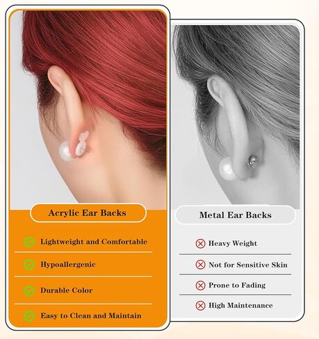 Earring Backs for Droopy Ears, 32 Pcs White Acrylic and Clear Silicone Lifters, Replacement Backs for Comfortable and Secure Fit in Saudi Arabia