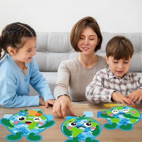 JarThenaAMCS 24Pcs Earth Day Craft Kit Suncatchers Crafts Save The Planet Cartoon Earth Tissue Paper Sign for Environment Protection Party Favors Window Art DIY Project in Kuwait