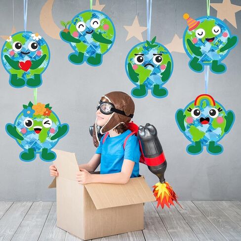JarThenaAMCS 24Pcs Earth Day Craft Kit Suncatchers Crafts Save The Planet Cartoon Earth Tissue Paper Sign for Environment Protection Party Favors Window Art DIY Project in Kuwait