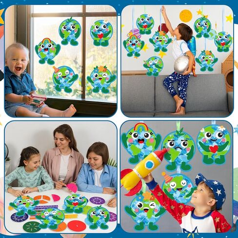 JarThenaAMCS 24Pcs Earth Day Craft Kit Suncatchers Crafts Save The Planet Cartoon Earth Tissue Paper Sign for Environment Protection Party Favors Window Art DIY Project in Kuwait