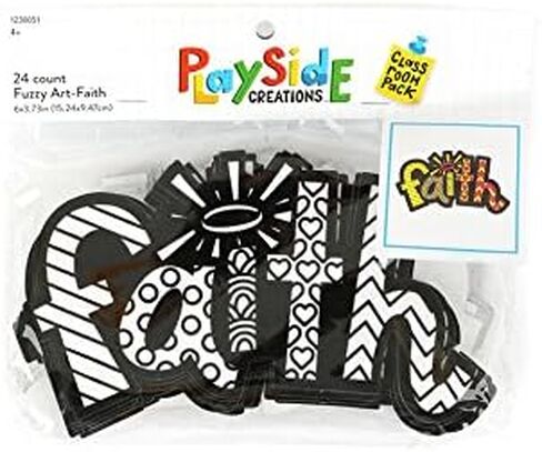 Playside Creations VBS and Camp Crafts, Fuzzy Art-Faith, 6 x 3. 75 Inches, Black and White, 24 Count in Saudi Arabia