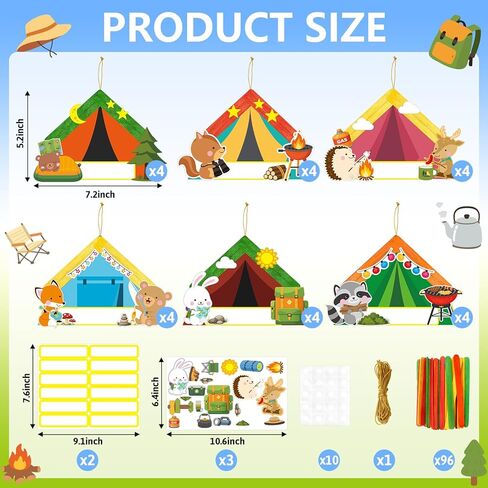 Fancy Land 24 Pack Camping Picture Frame Craft for Kids Summer Camp Wood Frame Hanging Ornaments Craft Kits DIY Camping Party Favors Activities Decorations in Kuwait