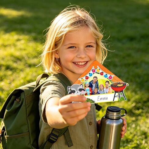 Fancy Land 24 Pack Camping Picture Frame Craft for Kids Summer Camp Wood Frame Hanging Ornaments Craft Kits DIY Camping Party Favors Activities Decorations in Kuwait