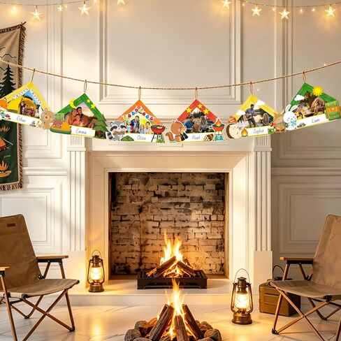 Fancy Land 24 Pack Camping Picture Frame Craft for Kids Summer Camp Wood Frame Hanging Ornaments Craft Kits DIY Camping Party Favors Activities Decorations in Kuwait