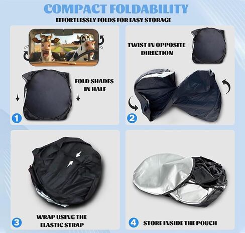 Funny Cows Car Windshield Sun Shade, Foldable Reflective Sunshade for Front Window, UV & Heat Blocking, Interior Protector, Universal Fit for SUV Sedan Truck, 59" x 31.5" in Saudi Arabia