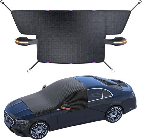 All Weather Windshield Cover with Magnetic Edges, 4-Layer Thick Waterproof Sunshade Snow Cover for Most Vehicles in Saudi Arabia
