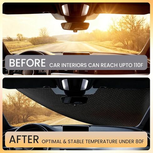 All Weather Windshield Cover with Magnetic Edges, 4-Layer Thick Waterproof Sunshade Snow Cover for Most Vehicles in Saudi Arabia
