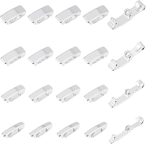 SUPERFINDINGS 40Pcs 4 Sizes Fold Over Clasps Brass Bracelet Necklace Extender 925 Sterling Silver Plated Jewelry Clasps Closure End Caps for Jewelry Making, 10x1.8-3x4mm in Kuwait
