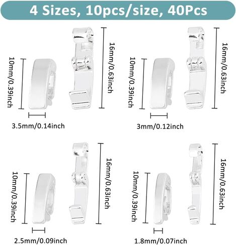 SUPERFINDINGS 40Pcs 4 Sizes Fold Over Clasps Brass Bracelet Necklace Extender 925 Sterling Silver Plated Jewelry Clasps Closure End Caps for Jewelry Making, 10x1.8-3x4mm in Kuwait