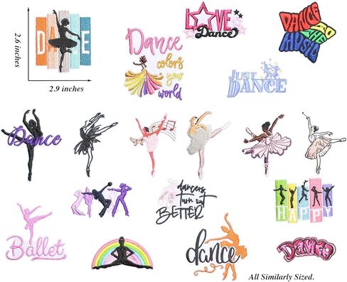 18PCS Love Dance Iron on Patches Set, Ballet Embroidered Appliques, Dance Theme Iron On Patches for Clothes, Jackets, Bags, Backpacks in Kuwait