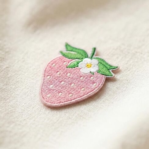 12PCS Strawberry Embroidery Patches Iron On Cute Fruit Floral Patches for Clothes Hats Bags Jackets DIY Sewing Applique Set in Kuwait