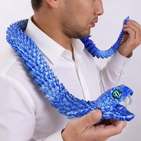 41.7in Giant 3D Printed Snake Realistic Large Toy Snake Figurine, Flexible Snake Model with Noctilucent Movable Teeth for 3D Printed Animals Collectors, Stress Relief Fidget Toy (Mixed Color a) in Saudi Arabia