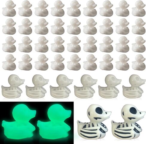 DEEKIN Summer Halloween Bulk Skeleton Rubber Ducks Glow in the Dark Luminous Bones Horror Party Favors Decoration Birthday Party Gift for 3 Years and Older(24 Pcs) in Kuwait