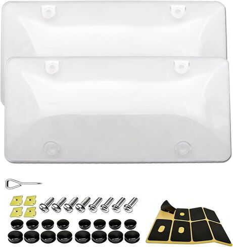 Clear License Plate Cover & Frames, 2PCS License Plate Protector Rust-Proof Auto Licenses Plates Holder with Screws & Caps, Universal Vehicle License Protector (Grey) in Saudi Arabia