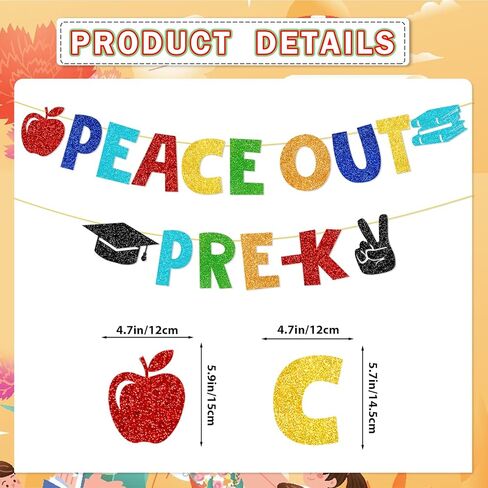 Pre K Graduation Decorations: Peace Out Pre-K Banner Hanging Swirls Centerpieces Prek Graduation Decorations 2026 Peace Out Kindergarten Decor for End of School Year Last Day of Preschool Party Supplies in Kuwait