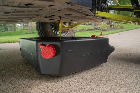 PAK Premium 23 Quart Oil Drain Pan, Easy Pour Design with Tethered Cap, High Capacity, Made in USA in Saudi Arabia
