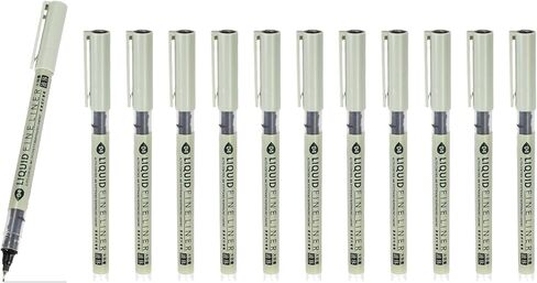 PATIKIL Fineliner Pens, 12 Pcs Black 06 0.48mm Fineliner Marker Waterproof Ink Archival Drawing Pens Watercolor Art Supplies Set for Sketching Journaling Scrapbooking Artist Illustration in Kuwait