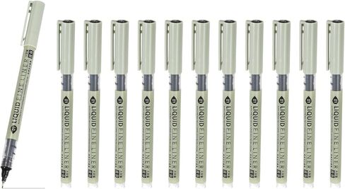 PATIKIL Fineliner Pens, 12 Pcs Black 06 0.48mm Fineliner Marker Waterproof Ink Archival Drawing Pens Watercolor Art Supplies Set for Sketching Journaling Scrapbooking Artist Illustration in Kuwait