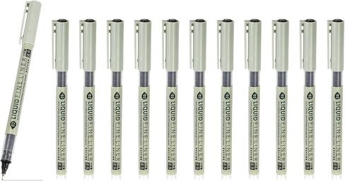 PATIKIL Fineliner Pens, 12 Pcs Black 06 0.48mm Fineliner Marker Waterproof Ink Archival Drawing Pens Watercolor Art Supplies Set for Sketching Journaling Scrapbooking Artist Illustration in Kuwait