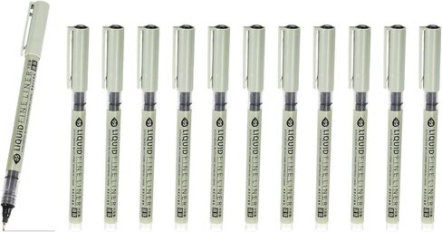 PATIKIL Fineliner Pens, 12 Pcs Black 06 0.48mm Fineliner Marker Waterproof Ink Archival Drawing Pens Watercolor Art Supplies Set for Sketching Journaling Scrapbooking Artist Illustration in Kuwait