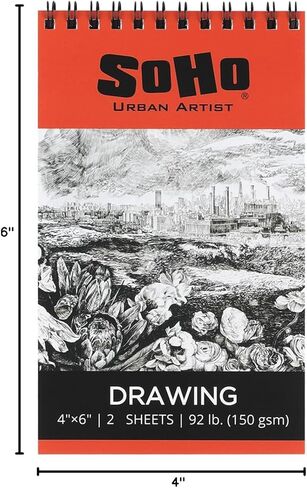 SoHo Urban Artist Softcover Drawing Pad - 4"x6", 12 Pack w/288 Sheets Total - 92 lbs/150gsm, Mixed Media Sketchbook, Dual-Sided, Acid-Free, Wire-Bound, Micro-Perforated, Repeated Erasing & Reworking in Kuwait