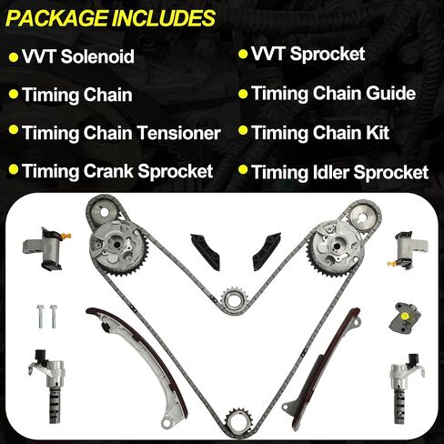 1GRFE 4.0 Timing Chain Kit w/VVT Sprockets & Solenoids Fit for Toyota Tacoma 4Runner Tundra FJ Cruiser 2005-2015 4.0L V6 Single VVT-i 13050-31030 15330-31010 9-4217S in Kuwait