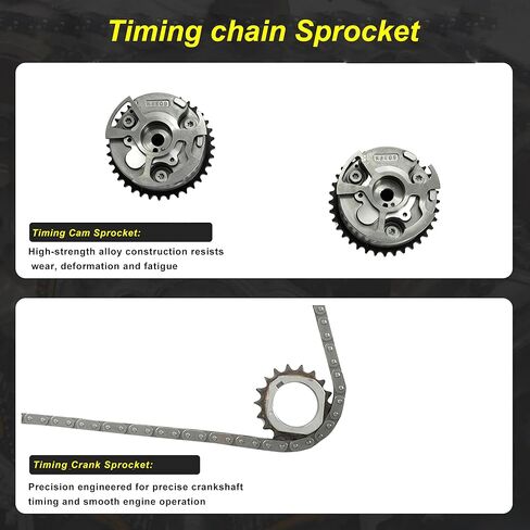 1GRFE 4.0 Timing Chain Kit w/VVT Sprockets & Solenoids Fit for Toyota Tacoma 4Runner Tundra FJ Cruiser 2005-2015 4.0L V6 Single VVT-i 13050-31030 15330-31010 9-4217S in Kuwait