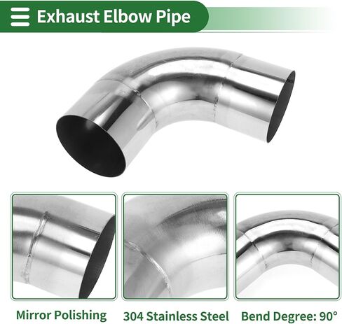 Motoforti 90 Degree Mandrel Exhaust Pipe DIY Custom Car Modified Exhaust Pipe Tubing Piping 127mm/5" OD 200mm/7.87" Length 304 Stainless Steel Silver Tone in Kuwait