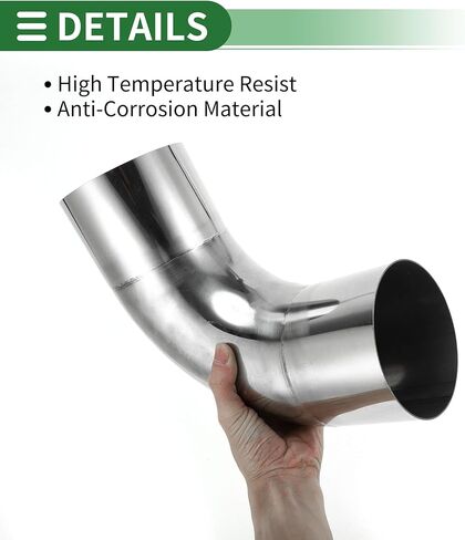 Motoforti 90 Degree Mandrel Exhaust Pipe DIY Custom Car Modified Exhaust Pipe Tubing Piping 127mm/5" OD 200mm/7.87" Length 304 Stainless Steel Silver Tone in Kuwait