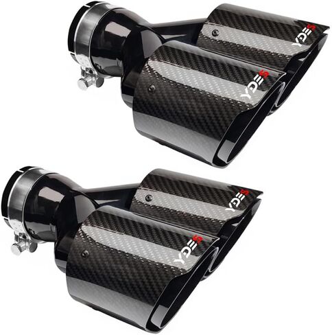 YDES Carbon Fiber 3-Inch Inlet 4-Inch Outlet Set of Dual Car Exhaust Tips Fit For 76 mm or 3 Inch Stainless Steel Tailpipe Exhaust Pipe(2pcs) BLack in Kuwait