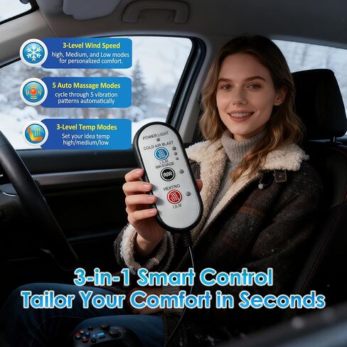 3-in-1 Smart Climate Control Car Seat Cushion Comfortable Massage Cooling Seat Cover for Car Front Seat, 16 Fans Ventilated Cooling Seat Cushion for Car Fit All Season 1 Pack Seat Cooler (Black-1) in Saudi Arabia