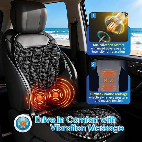 3-in-1 Smart Climate Control Car Seat Cushion Comfortable Massage Cooling Seat Cover for Car Front Seat, 16 Fans Ventilated Cooling Seat Cushion for Car Fit All Season 1 Pack Seat Cooler (Black-1) in Saudi Arabia