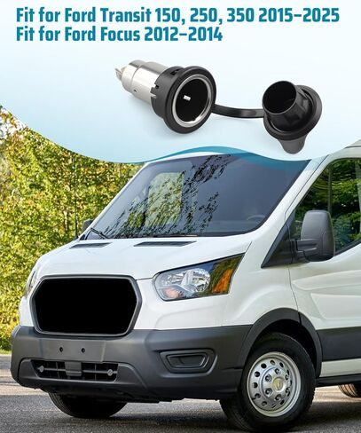 CV6Z-19N236-A مقبس مخرج طاقة ولاعة ملحق، مناسب لسيارة Ford Transit 150 250 350 2015–2025، مناسب لسيارة Ford Focus 2012–2014، رقم الجزء البديل 1S7T-19N236-AA، ​​ولاعة سجائر السيارة in Kuwait