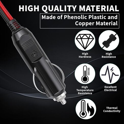 12 AWG Heavy Duty Cigarette Lighter Plug, Cigarette Lighter Male Plug Adapter with Fuse 15A & LED Indicator, 3.47FT Cable for Car, Truck, Boat, Air Pump, Inverter, Charger (3.47ft) in Saudi Arabia