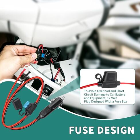 12 AWG Heavy Duty Cigarette Lighter Plug, Cigarette Lighter Male Plug Adapter with Fuse 15A & LED Indicator, 3.47FT Cable for Car, Truck, Boat, Air Pump, Inverter, Charger (3.47ft) in Saudi Arabia