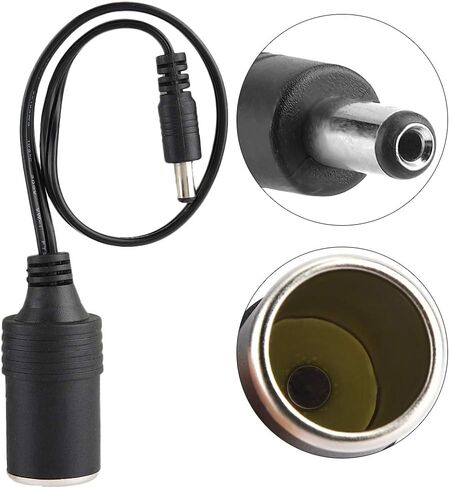 Cigarette Lighter Power Supply Cable, Car Cigarette Lighter Female Socket to DC 5.5mm x 2.1mm Plug Jack Adapter in Kuwait