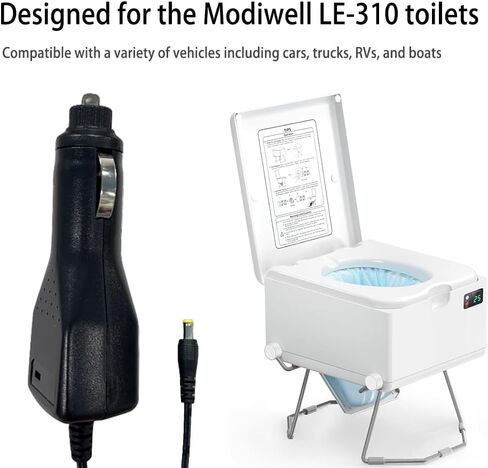 Dry Flush Toilet Car Kit Power Supply, 12V Cigarette Lighter Adapter with 5FT Cable in Saudi Arabia