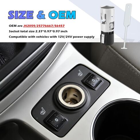 12V Cigarette Lighter Socket Replacement with Removal Tool,12V Outlet Socket OEM#25776667,Car Power Outlet as Car Cigarette Lighter Sockets Compatible with Buick Cadillac GMC in Kuwait