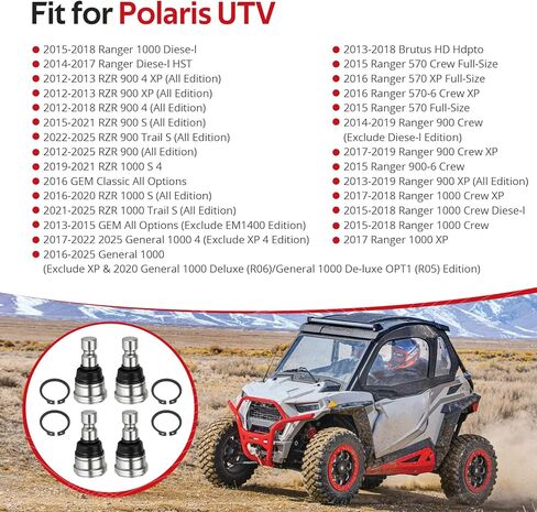 JAVIK 4 Pcs Upper & Lower Ball Joints for Polaris Ranger RZR General 570 900 1000 Diese-l HST GEM All Options 2012-2025 O.E.M# 7082507 7081991 7081924 7081859 7081665 in Kuwait