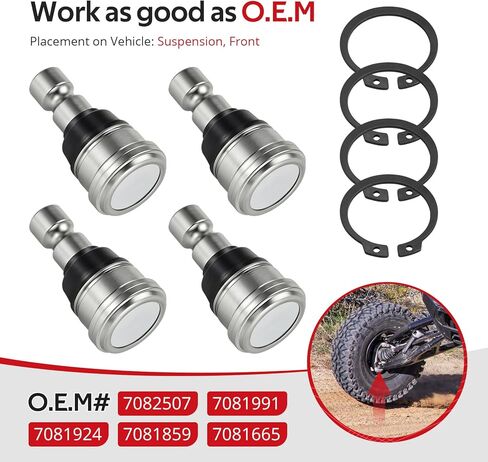 JAVIK 4 Pcs Upper & Lower Ball Joints for Polaris Ranger RZR General 570 900 1000 Diese-l HST GEM All Options 2012-2025 O.E.M# 7082507 7081991 7081924 7081859 7081665 in Kuwait