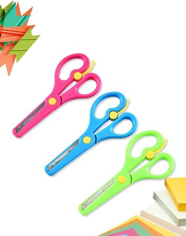 Children Safety Scissors Pre-School Training Shear Art Craft Scissors, Plastic Safety Scissor, Toddlers Training scissors (3PCS) in Saudi Arabia