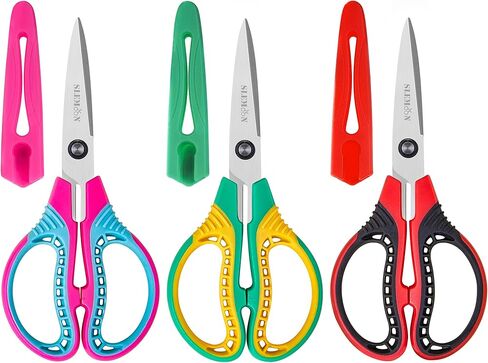7" Children Scissors for Age 8+,Pointed Tip Craft Scissors with Protective Cover,Left Right Handed Kids Scissors,Soft Comfort Grips for School Classroom Home Art DIY Supplies,3 Pack in Saudi Arabia