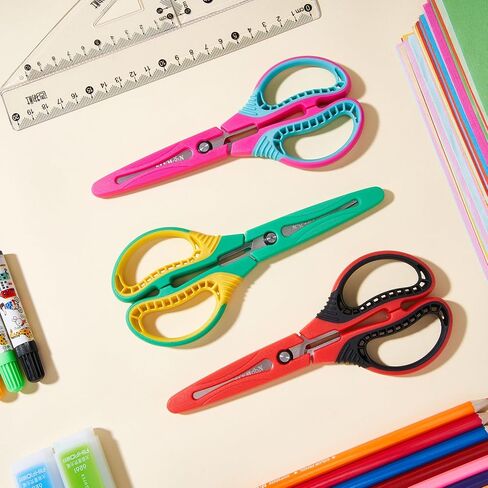 7" Children Scissors for Age 8+,Pointed Tip Craft Scissors with Protective Cover,Left Right Handed Kids Scissors,Soft Comfort Grips for School Classroom Home Art DIY Supplies,3 Pack in Saudi Arabia