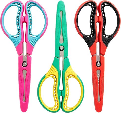 7" Children Scissors for Age 8+,Pointed Tip Craft Scissors with Protective Cover,Left Right Handed Kids Scissors,Soft Comfort Grips for School Classroom Home Art DIY Supplies,3 Pack in Saudi Arabia