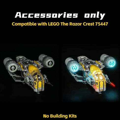 طقم إضاءة LED من BrickBling متوافق مع Lego Mandalorian The Razor Crest، أضواء إبداعية متوافقة مع Lego 75447 - باستثناء الطراز (ضوء إصدار RC) in Kuwait