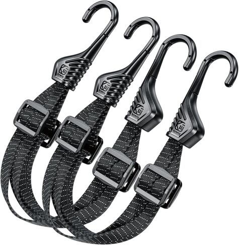 Kewig Motorcycle Bungee Cords with Hooks, Universal Motorcycle Helmet Luggage Rope Elastic Straps (2 PCS, 23.6''/60cm Long/PC) in Kuwait