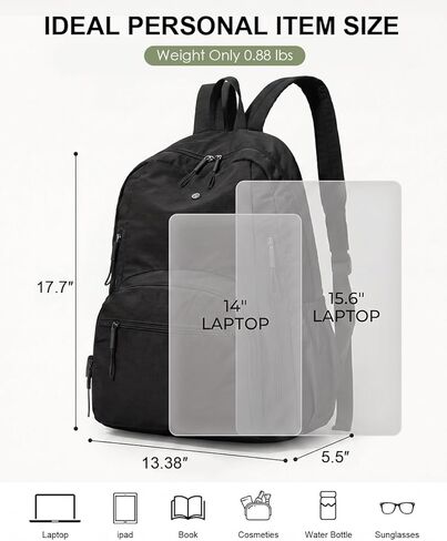 Backpack for Women, Work College Laptop Backpack, Lightweight Travel Backpack Purse, Casual Daypack Bag (Black) in Saudi Arabia
