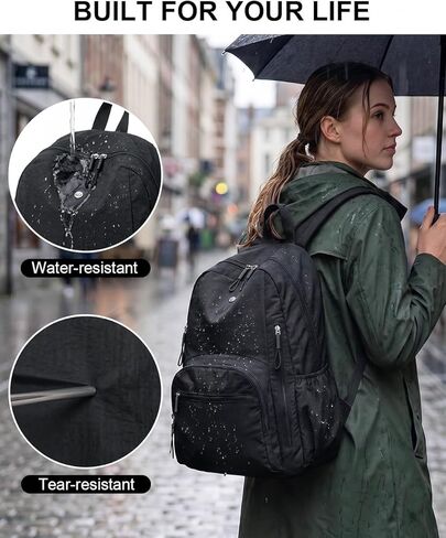 Backpack for Women, Work College Laptop Backpack, Lightweight Travel Backpack Purse, Casual Daypack Bag (Black) in Saudi Arabia