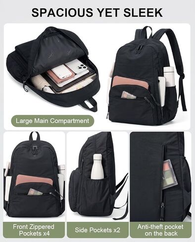 Backpack for Women, Work College Laptop Backpack, Lightweight Travel Backpack Purse, Casual Daypack Bag (Black) in Saudi Arabia