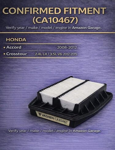 CA10467 Engine Air Filter for 2008-2012 Honda Accord 2.4L L4, Replacement for 17220-R40-A00, Also Fits 2012-2015 Honda Crosstour 2.4L L4, Panel Air Filter for Engine Intake in Saudi Arabia